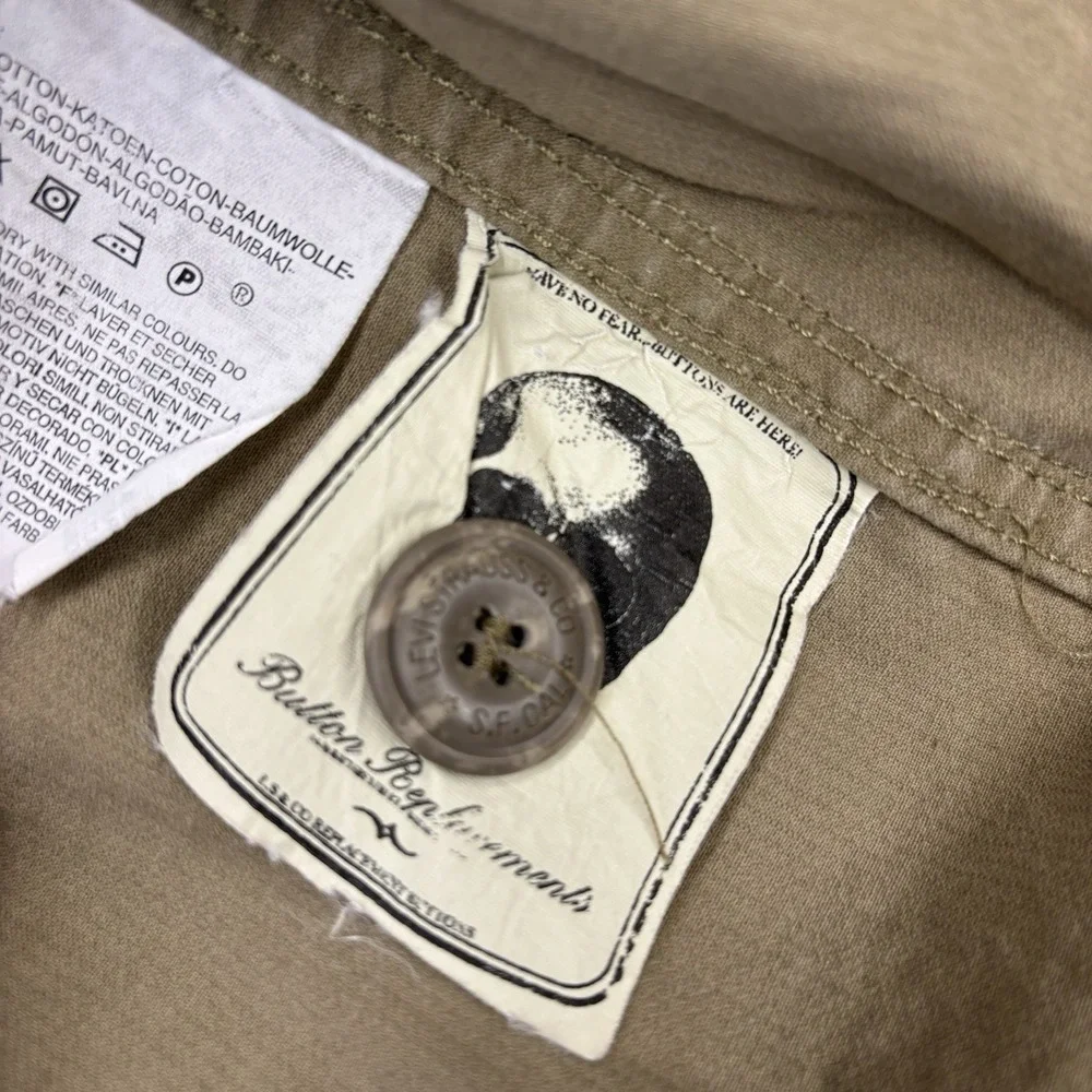 Men's LEVI'S Khaki‎ 100% Cotton Button Up Utility Jacket Size Large
